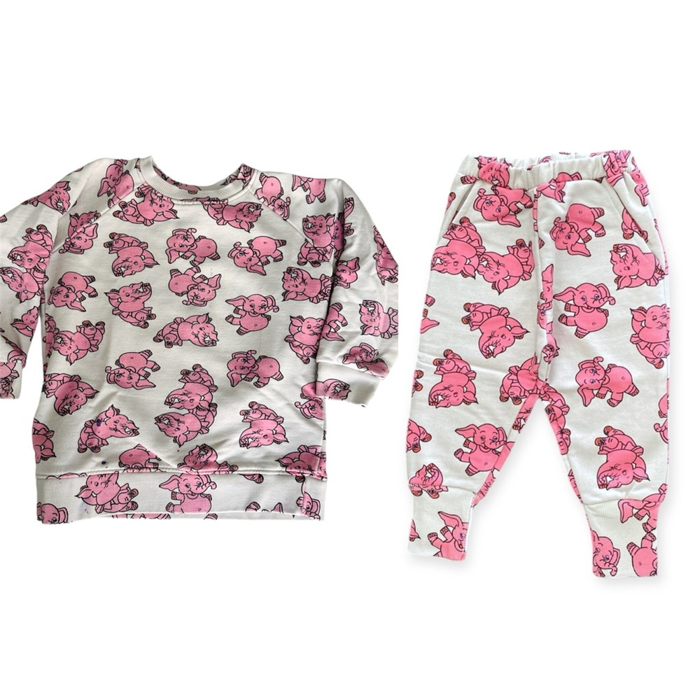 Hugo loves Tiki Organic Cotton Sweat Matching Set Elephants